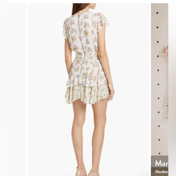 ALICE+OLIVIA MARISKA FLORAL DRESS FLUTTER SLEEVE SMOCKED WAIST TRENDING PATTERN - Picture 5 of 16